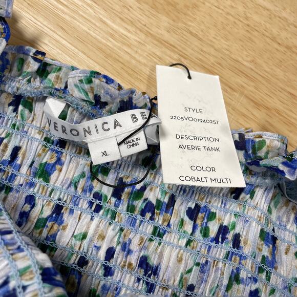 Veronica Beard NWT Averie Smocked Tank Size XL Square Neck 100% Cotton - Picture 6 of 10